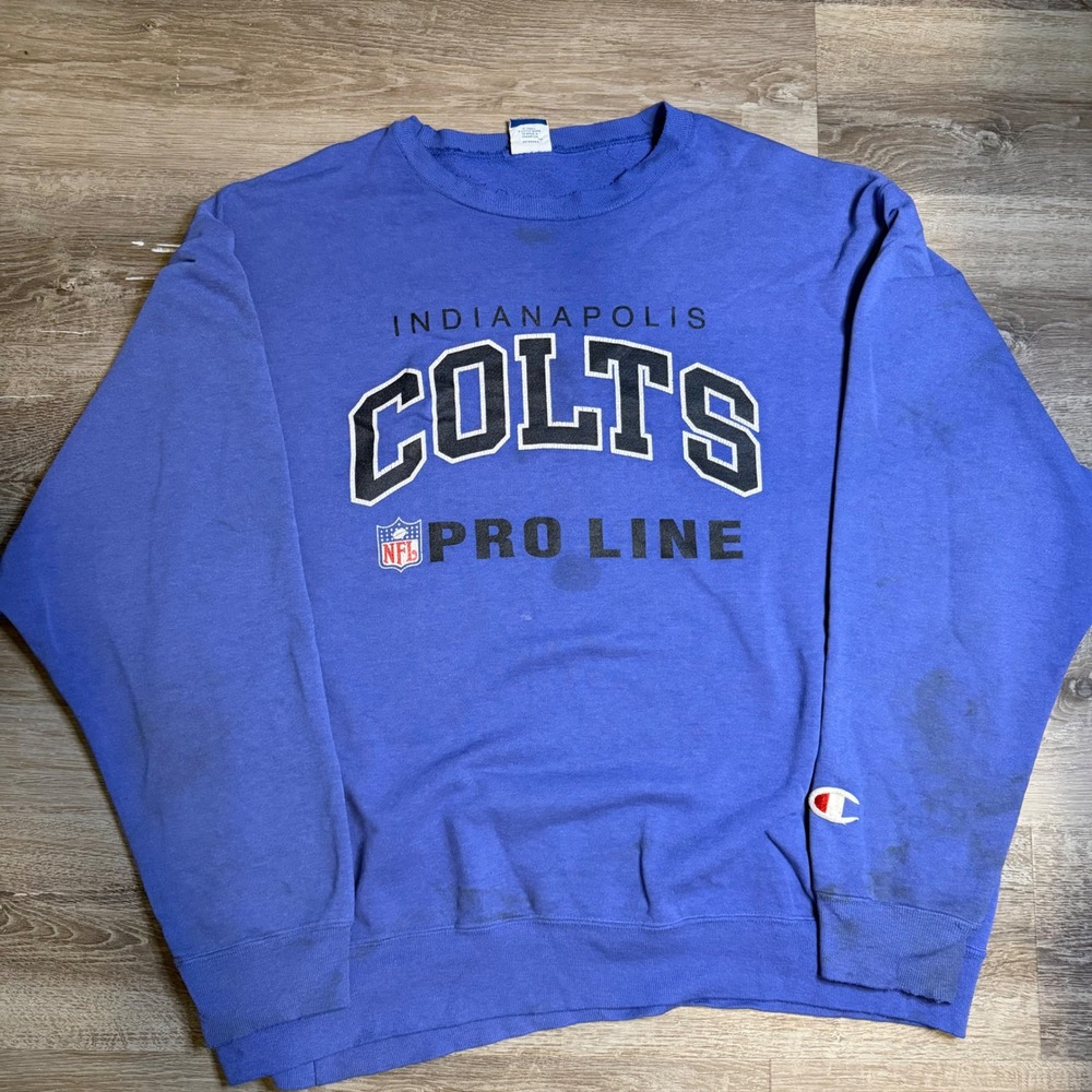 Vintage Champion Indianapolis Colts NFL Pro Line Sweatshirt Blue 90s Worn L